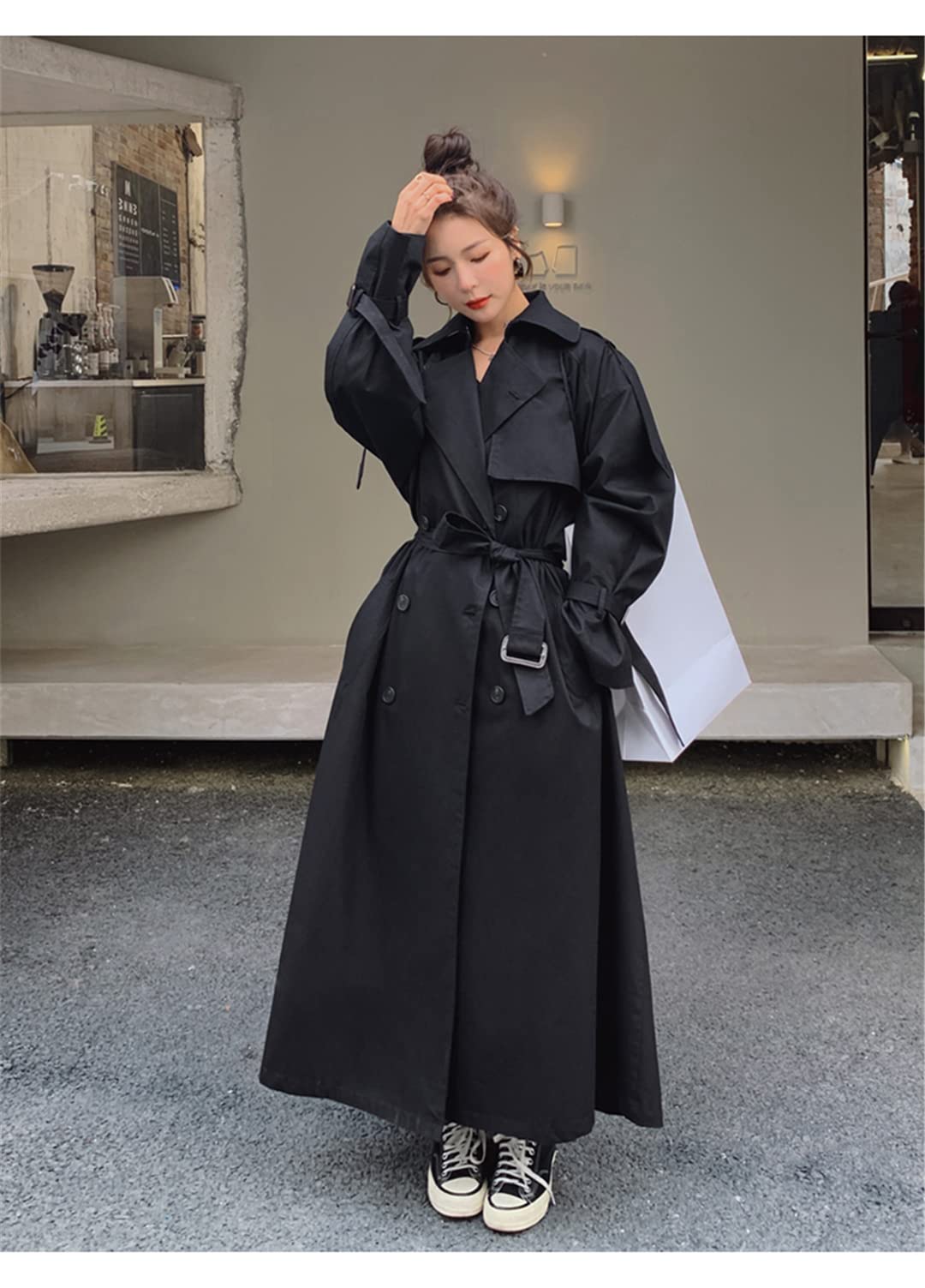 【美品】6 BIG TRENCH COAT シルク混 ビックシルエット Amazon.com: Loose Plus Size X Long Women's Trench Coat Double